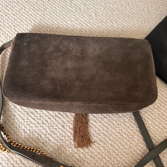 YSL 99 Kate tassel suede small bag in dark brown - Picture 13 of 13